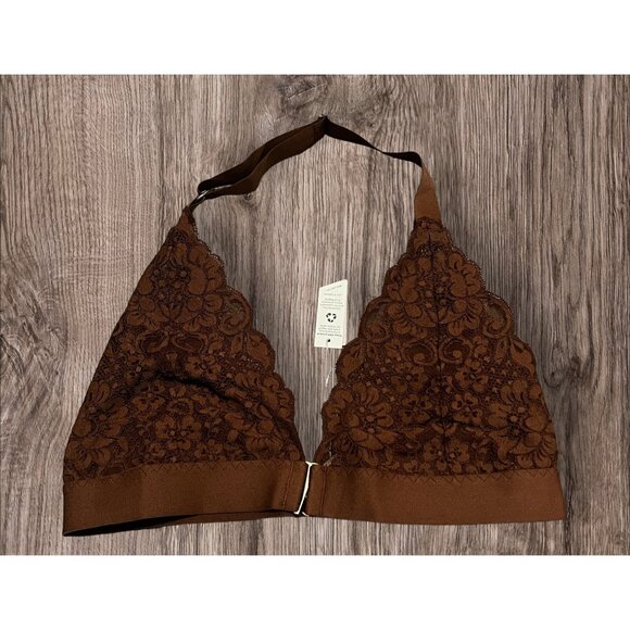 Free People We Are HAH Groupie Bralette Lace Halter Style Sz Medium Womens Brown - Picture 2 of 10